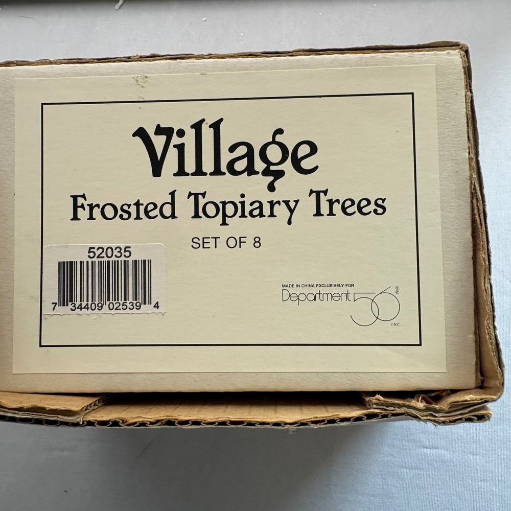 Department 56 Village Frosted Topiary Trees Set of 8 Green Snow Tipped 52035 - Picture 4 of 4